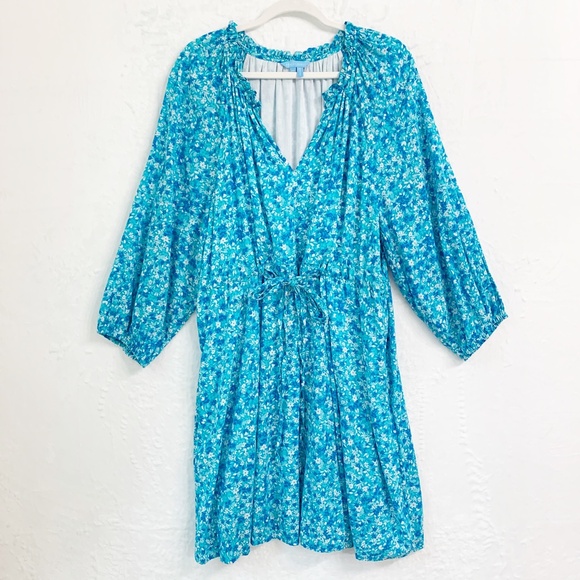 Draper James Kellie Dress in Blue Aster Floral Sz XXL - Picture 2 of 10